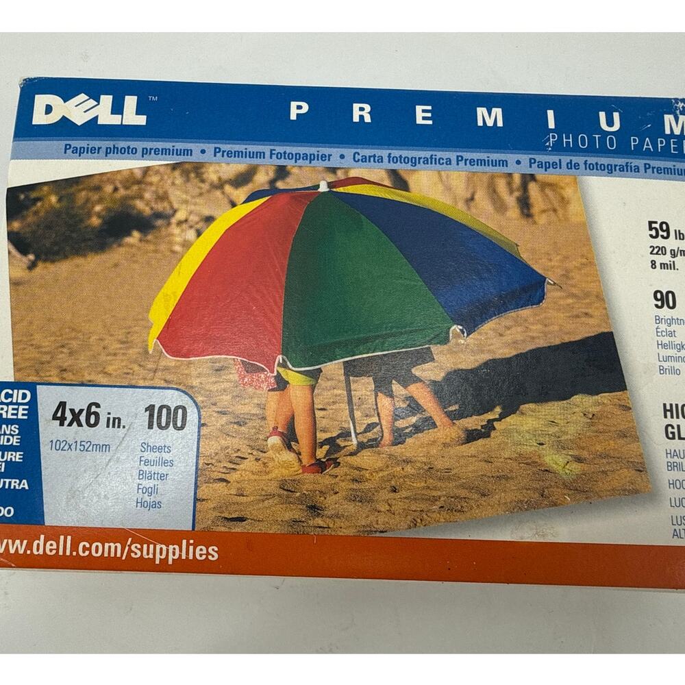 Dell Premium Photo Paper High Gloss 4x6 100 Sheets Sealed New Old Stock 2004 USA